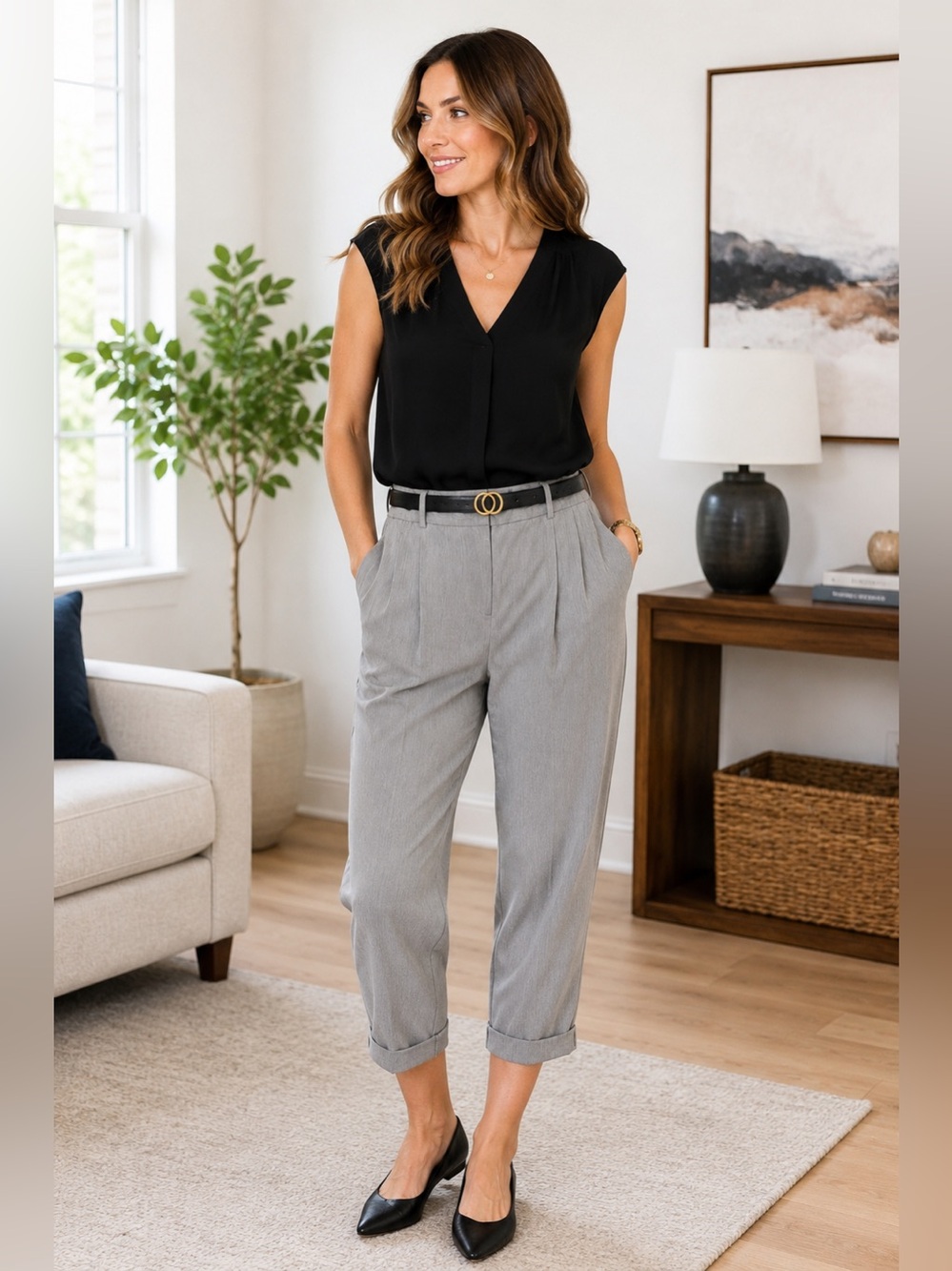 Plus Size Curvier Fit Gray Cropped Trouser Pants NWT Size 14